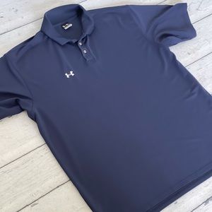Men’s Loose Fit Under Armour Polo Golf Coach’s Shirt XL Navy Blue